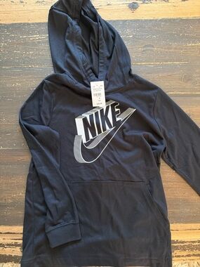 Nike Black Hoodie kids size m with White 3D Logo